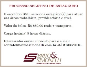 Processo seletivo estagiário 2016